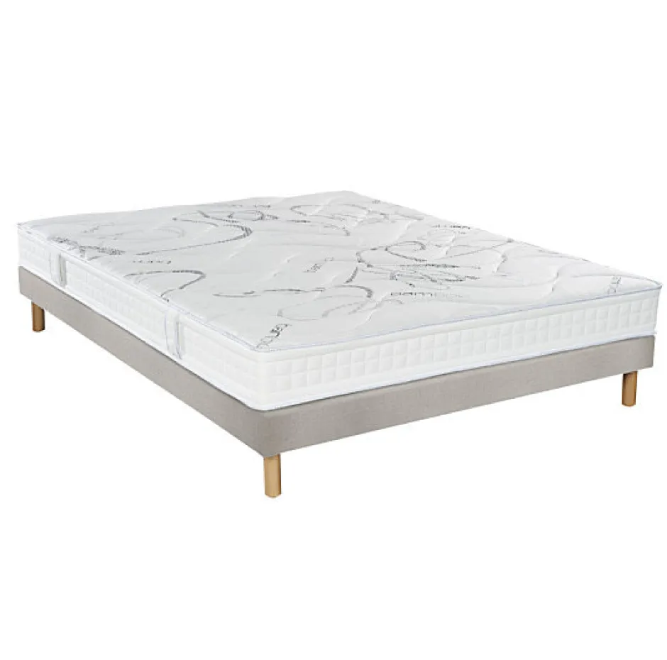 Essenzia Ensemble MORPHOZONE 210 + Sommier Tradition Graphic 13cm + Pieds 160x200 Latex