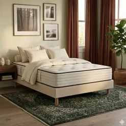 Essenzia Ensemble GRAND PALAIS 3000 + Sommier tradition Graphic 19 cm + Pieds 160x200 Beige Ressorts