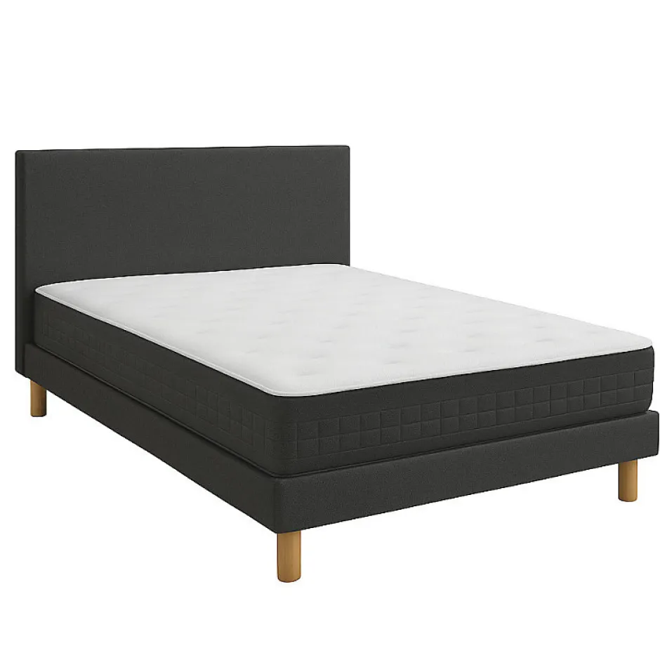 Essenzia Ensemble ORION Naturel 1000 + Sommier Tradition graphic 13 cm + Pieds 160x200 Gris clair Ressorts