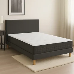 Essenzia Ensemble ORION Naturel 1000 + Sommier Tradition graphic 13 cm + Pieds 160x200 Gris clair Ressorts