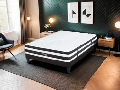 Bellecour Ensemble Fontainebleau 140x200 cm Matelas Ressorts ensachés + Sommier Bois Outlet