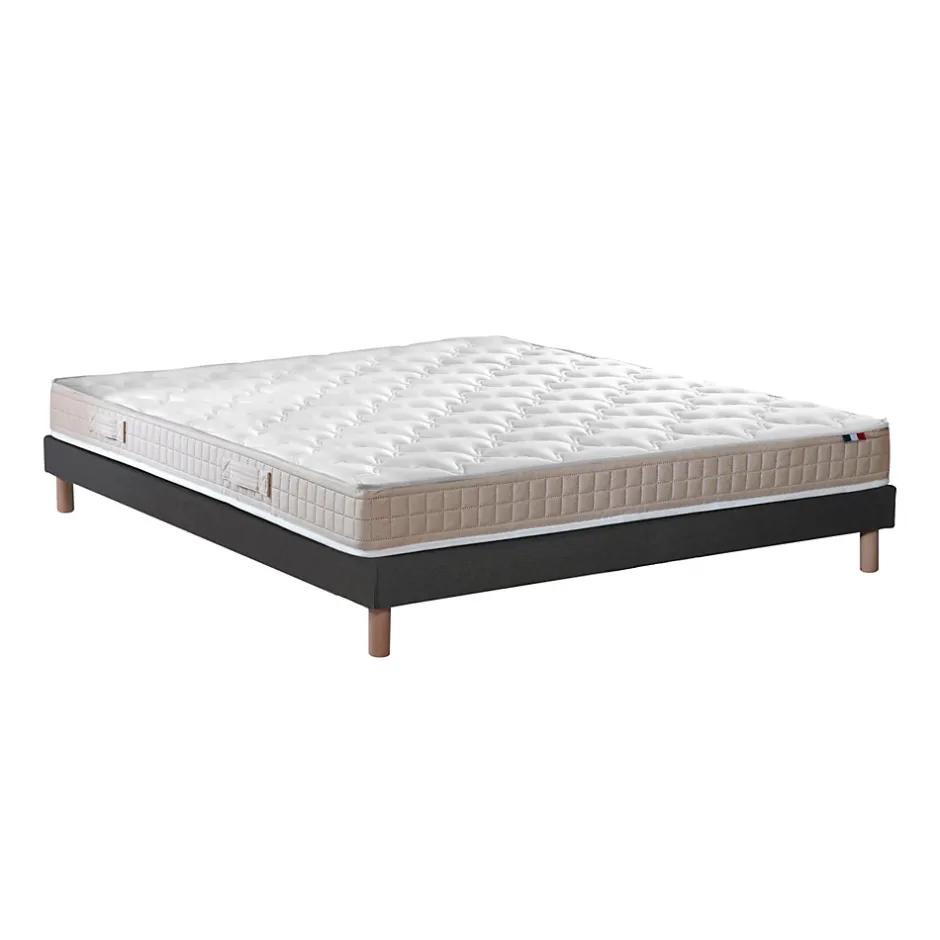Idliterie Ensemble matelas 100% latex 3 zones sommier noir 140x190