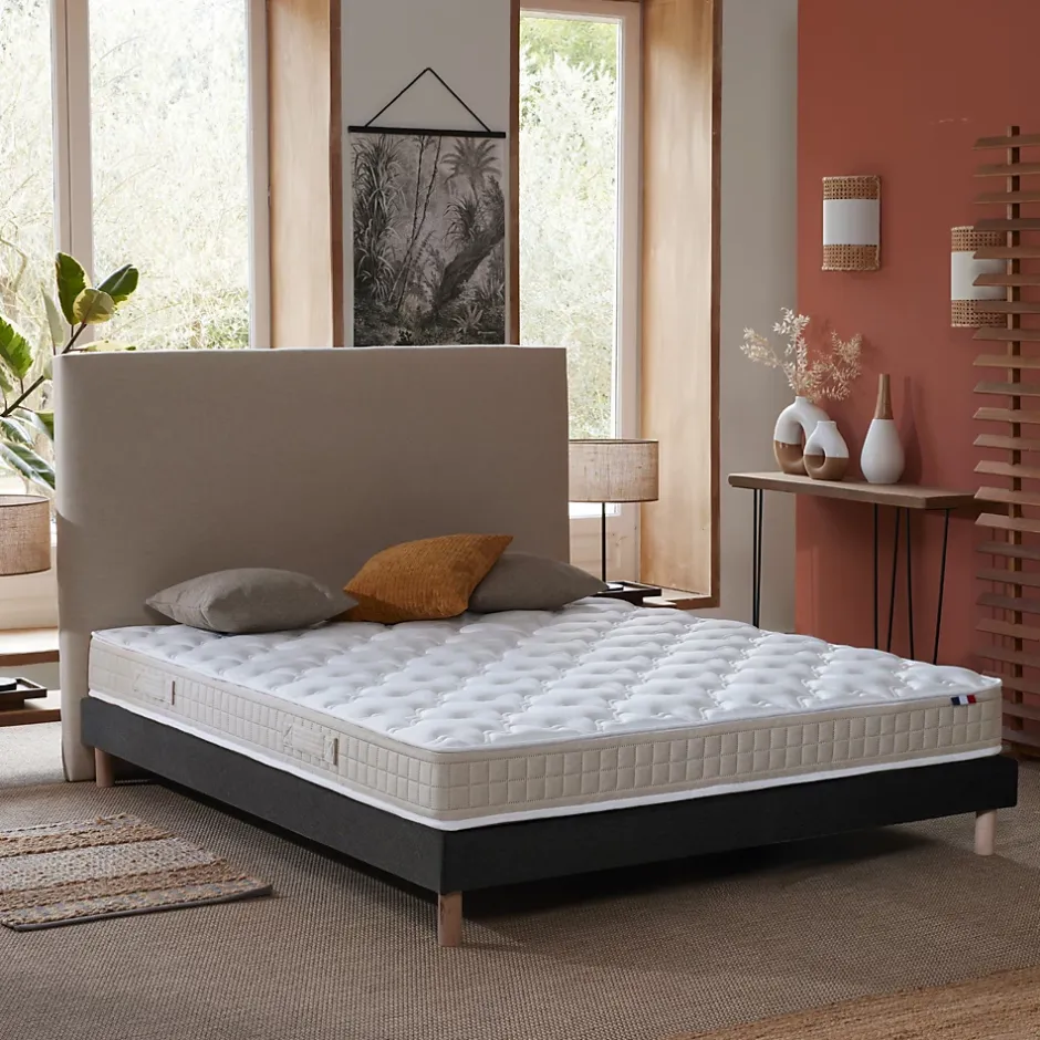 Idliterie Ensemble matelas 100% latex 3 zones sommier noir 140x190