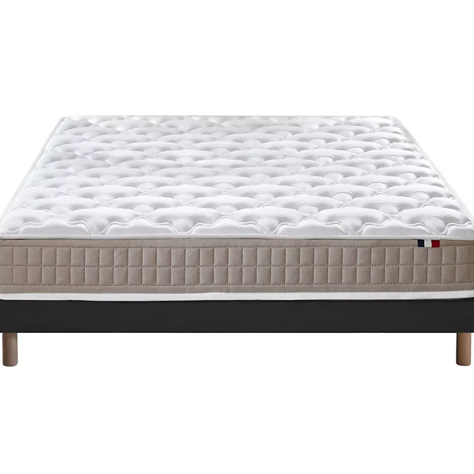 Idliterie Ensemble matelas 100% latex 3 zones sommier noir 140x190