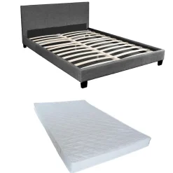 Weber Industries Ensemble Matelas + Lit 140x190 DUBLIN / Gris foncé New