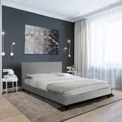 Weber Industries Ensemble Matelas + Lit 140x190 DUBLIN / Gris clair