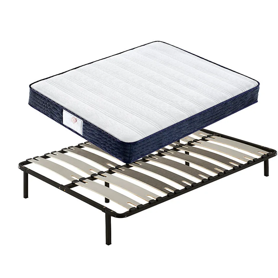Teeno Ensemble Matelas à ressorts + Sommier avec lattes larges 140x190cm, Epaisseur du Matelas 22cm