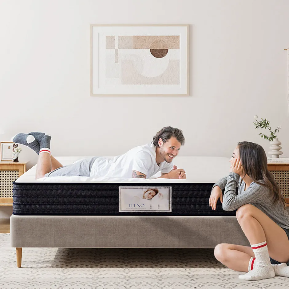 Teeno Ensemble Matelas à ressorts + Sommier avec lattes larges 140x190cm, Epaisseur du Matelas 22cm