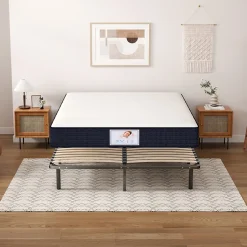 Teeno Ensemble Matelas à ressorts +Sommier à Lattes sur Pieds, 160x200cm, Epaisseur du Matelas 22cm