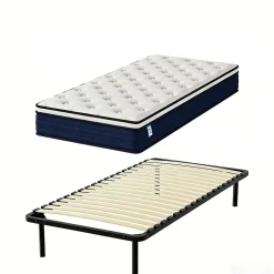 Teeno Ensemble Matelas à ressorts +Sommier à Lattes sur Pieds, 90x190cm, Epaisseur du Matelas 25cm Discount