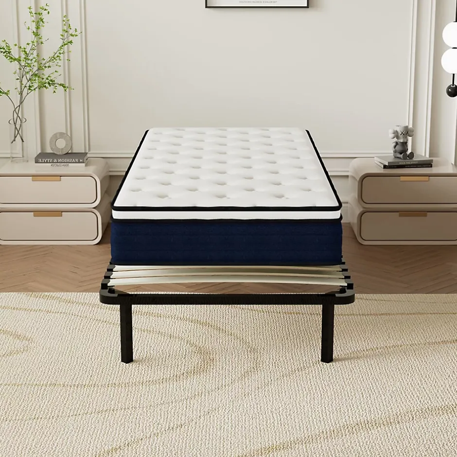 Teeno Ensemble Matelas à ressorts +Sommier à Lattes sur Pieds, 90x190cm, Epaisseur du Matelas 25cm Discount