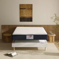 Teeno Ensemble Matelas à ressorts+ Lit Sommier Tapissier Déco 140x190cm, Epaisseur du Matelas 22cm Discount