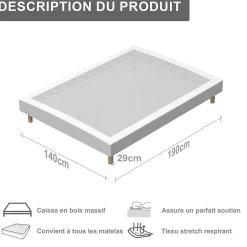 Teeno Ensemble Matelas à ressorts+ Lit Sommier Tapissier Déco 140x190cm, Epaisseur du Matelas 22cm Discount
