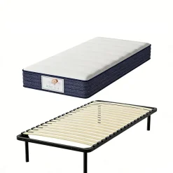 Teeno Ensemble Matelas à ressorts +Sommier à Lattes sur Pieds, 90x190cm, Epaisseur du Matelas 22cm