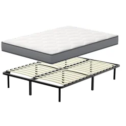Teeno Ensemble Matelas à ressorts +Sommier à Lattes sur Pieds, 160x200cm, Epaisseur du Matelas 20cm Clearance