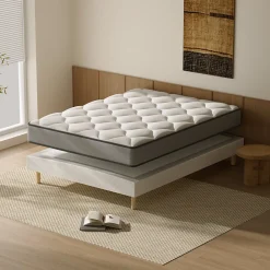 Teeno Ensemble Matelas à ressorts+ Lit Sommier Tapissier Déco 160x200cm, Epaisseur du Matelas 20cm
