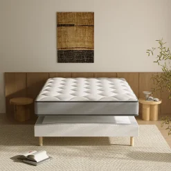 Teeno Ensemble Matelas à ressorts+ Lit Sommier Tapissier Déco 160x200cm, Epaisseur du Matelas 20cm
