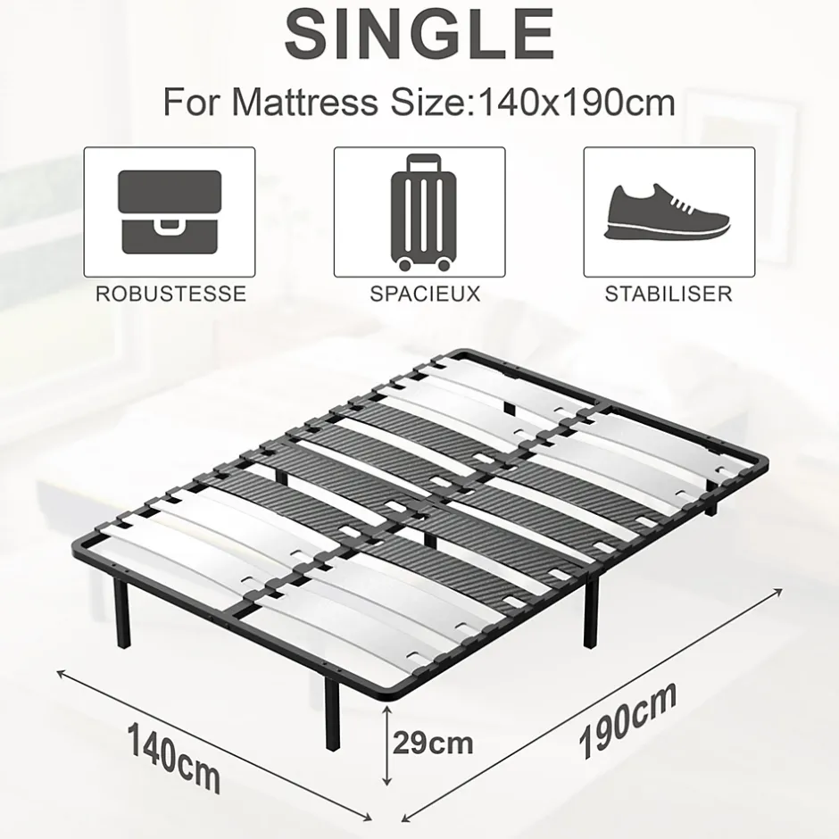 Teeno Ensemble matelas double en mousse de 17 cm + sommier à lattes larges 140x200 cm Sale