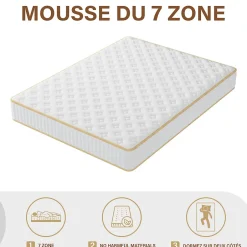 Teeno Ensemble Matelas en mousse + Sommier à Lattes 160x200cm, Epaisseur du Matelas 18 cm Best
