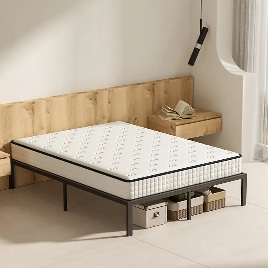 Teeno Ensemble Matelas en Mousse+ Cadre de lit en métal 160x200cm, Epaisseur du Matelas 22cm Online