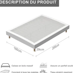 Teeno Ensemble Matelas en Mousse+ Lit Sommier Tapissier Déco 140x190cm, Epaisseur du Matelas 22cm Best