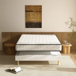 Teeno Ensemble Matelas en Mousse+ Lit Sommier Tapissier Déco 140x190cm, Epaisseur du Matelas 22cm Best