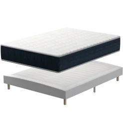 Teeno Ensemble Matelas en Mousse 160x200 cm+Sommier tapissier volige,9 Pieds Inclus,ensemble matelas et sommier