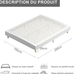 Teeno Ensemble Matelas en Mousse 160x200 cm+Sommier tapissier volige,9 Pieds Inclus,ensemble matelas et sommier