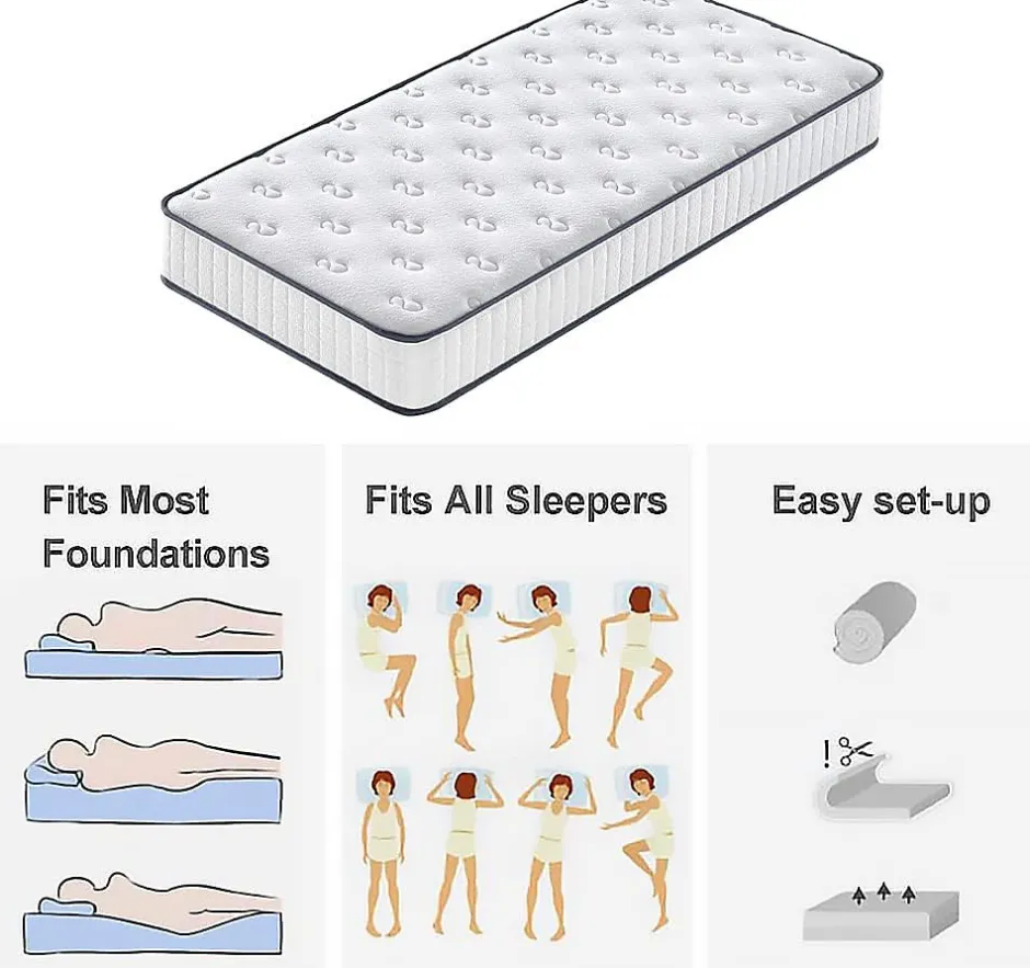 Teeno Ensemble Matelas en mousse + Sommier avec lattes larges 140x190cm, Epaisseur du Matelas 22cm