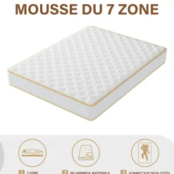 Teeno Ensemble Matelas en Mousse+ Lit Sommier Tapissier Déco 140x190cm, Epaisseur du Matelas 18cm