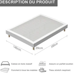 Teeno Ensemble Matelas en Mousse+ Lit Sommier Tapissier Déco 140x190cm, Epaisseur du Matelas 18cm