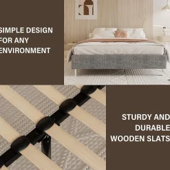 Teeno Ensemble Matelas en mousse + Cadre de lit Plateforme Capitonné 160x200cm, Epaisseur du Matelas 18cm