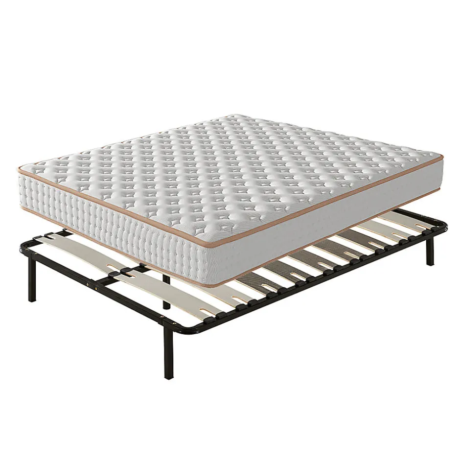 Teeno Ensemble Matelas en mousse + Sommier avec lattes larges 140x190cm, Epaisseur du Matelas 18 cm Outlet