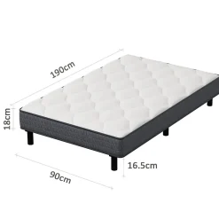 Teeno Ensemble Matelas et Sommier 90x190cm,Matelas à Ressorts ensachés et Robuste Cadre de lit en Fer avec 6 Pieds, Matelas épaisseur