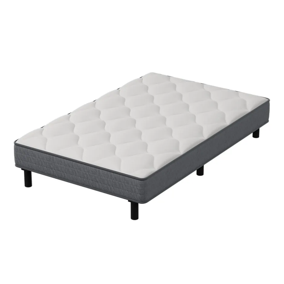 Teeno Ensemble Matelas et Sommier 90x190cm,Matelas à Ressorts ensachés et Robuste Cadre de lit en Fer avec 6 Pieds, Matelas épaisseur