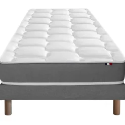 Idliterie Ensemble matelas mémoire forme sommier gris 90x190