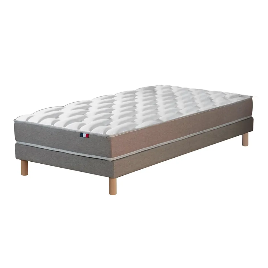 Idliterie Ensemble matelas mémoire forme sommier gris 90x190