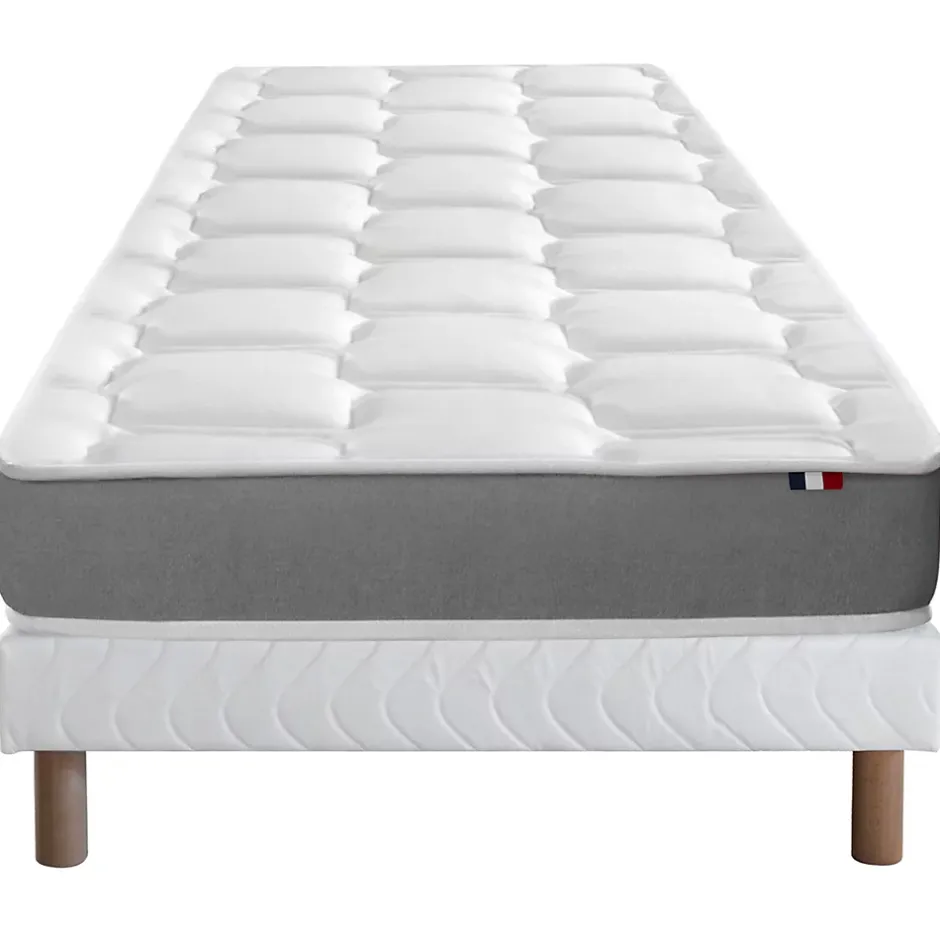 Idliterie Ensemble matelas mémoire forme sommier blanc 90x190 Hot