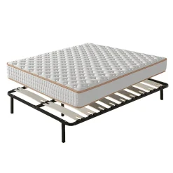 Teeno Ensemble matelas mousse + sommier à lattes 160x200 cm, épaisseur du matelas 18 cm, cadre de lit avec pieds