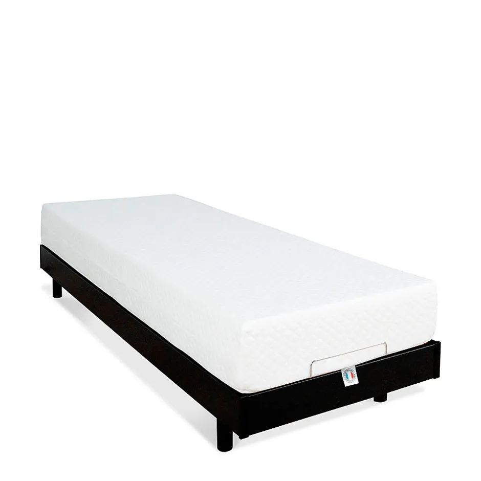 Bellecour Ensemble Matelas Mousse Accueil Mémoire de forme + Sommier électrique Flex 90x200 cm Online