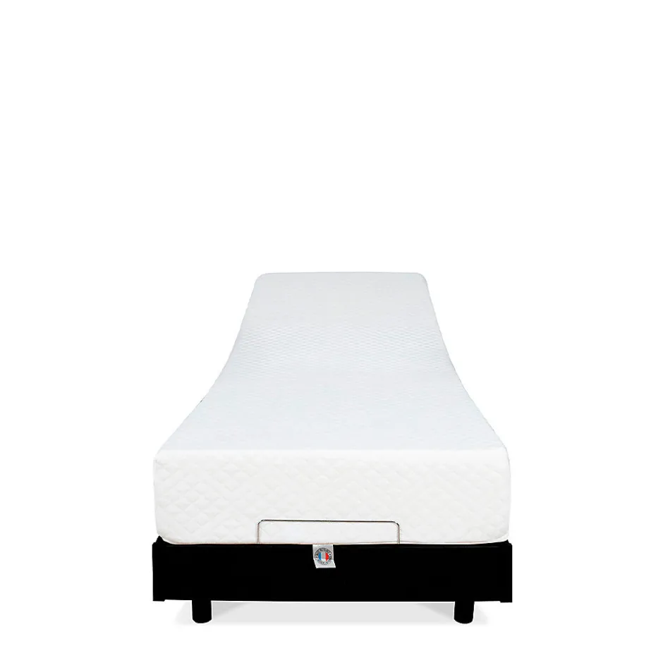 Bellecour Ensemble Matelas Mousse Accueil Mémoire de forme + Sommier électrique Flex 70x200 cm