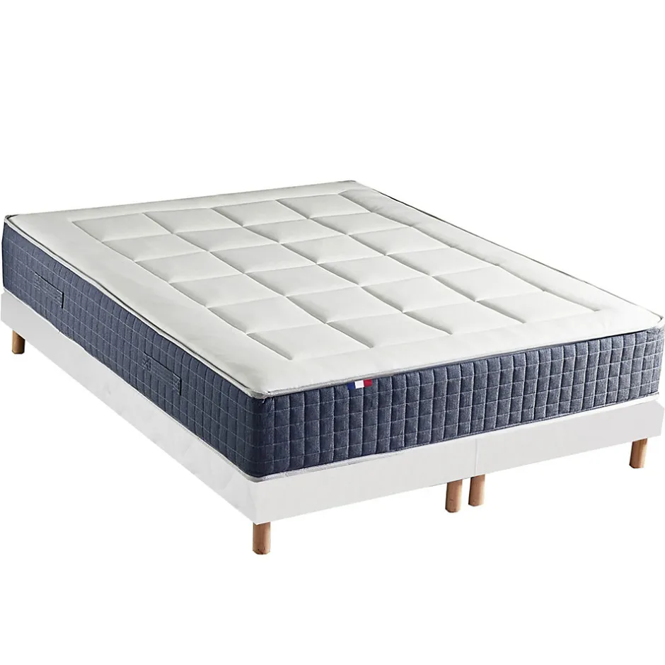 Idliterie Ensemble matelas ressort 7 zones et mémoire forme sommier 2x80x200