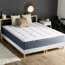 Idliterie Ensemble matelas ressort 7 zones et mémoire forme sommier 2x80x200