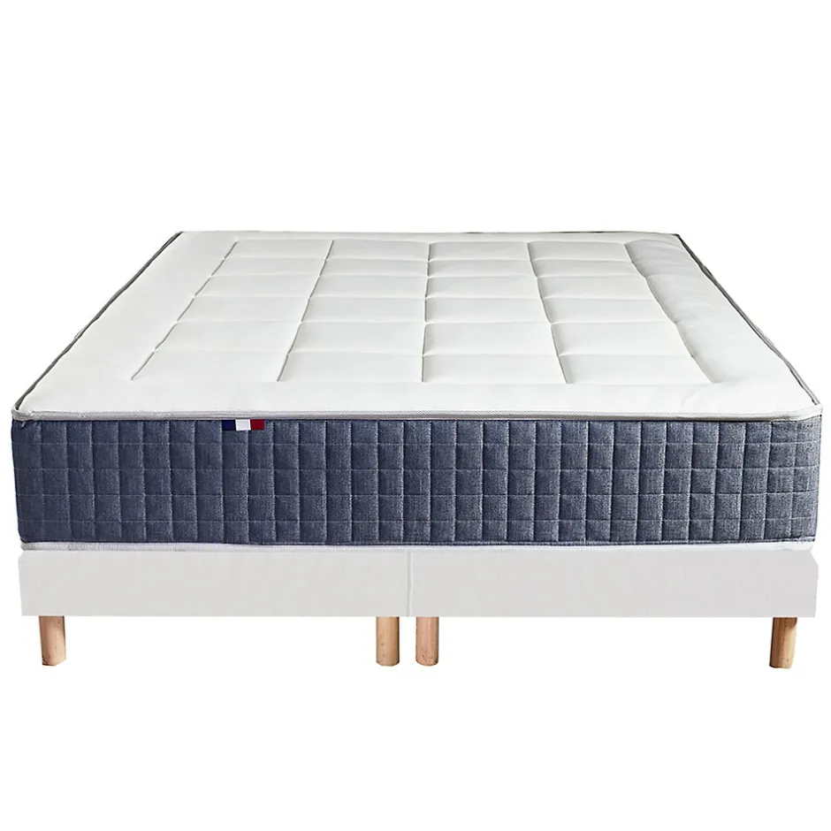 Idliterie Ensemble matelas ressort 7 zones et mémoire forme sommier 2x80x200
