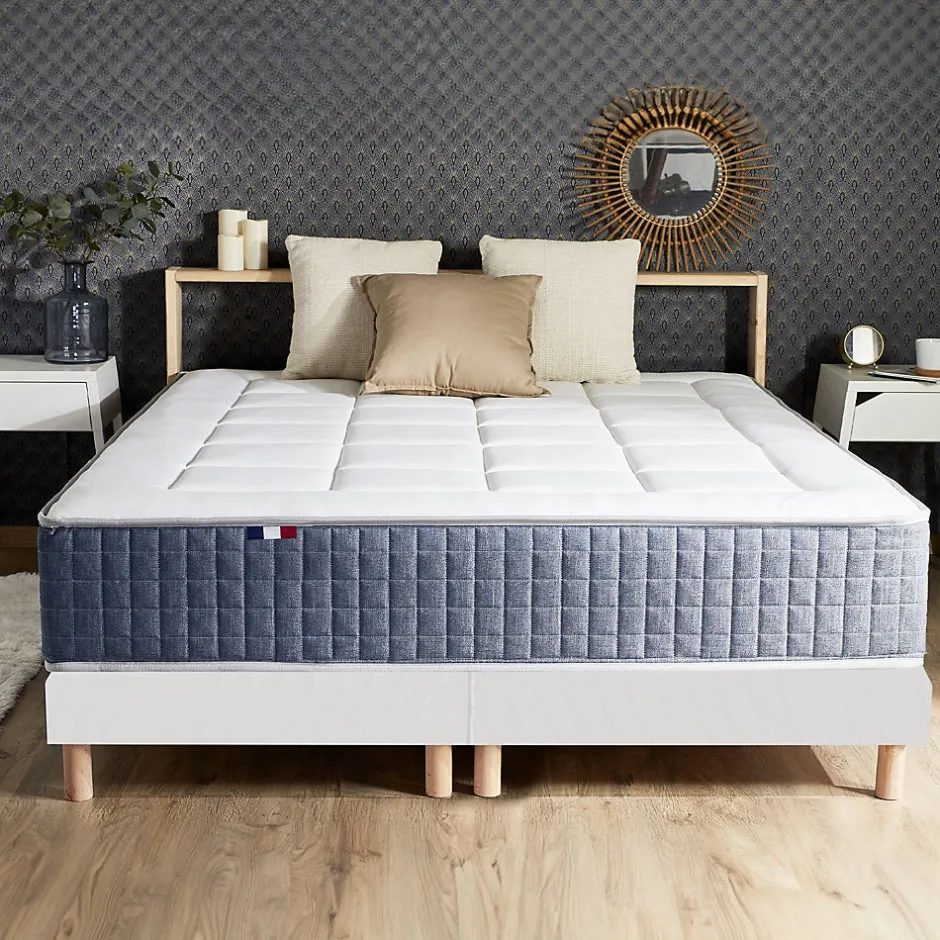 Idliterie Ensemble matelas ressort 7 zones et mémoire forme sommier 2x80x200