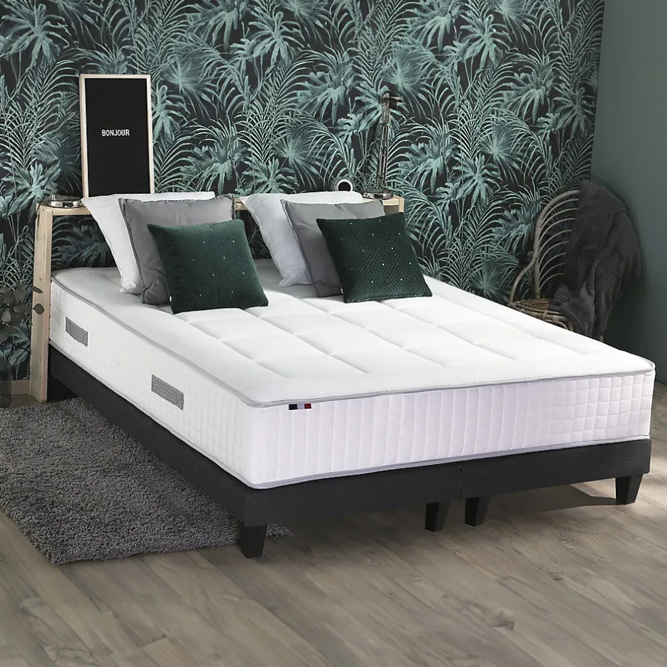 Idliterie Ensemble matelas ressort 7 zones mémoire forme sommier 2x90x200