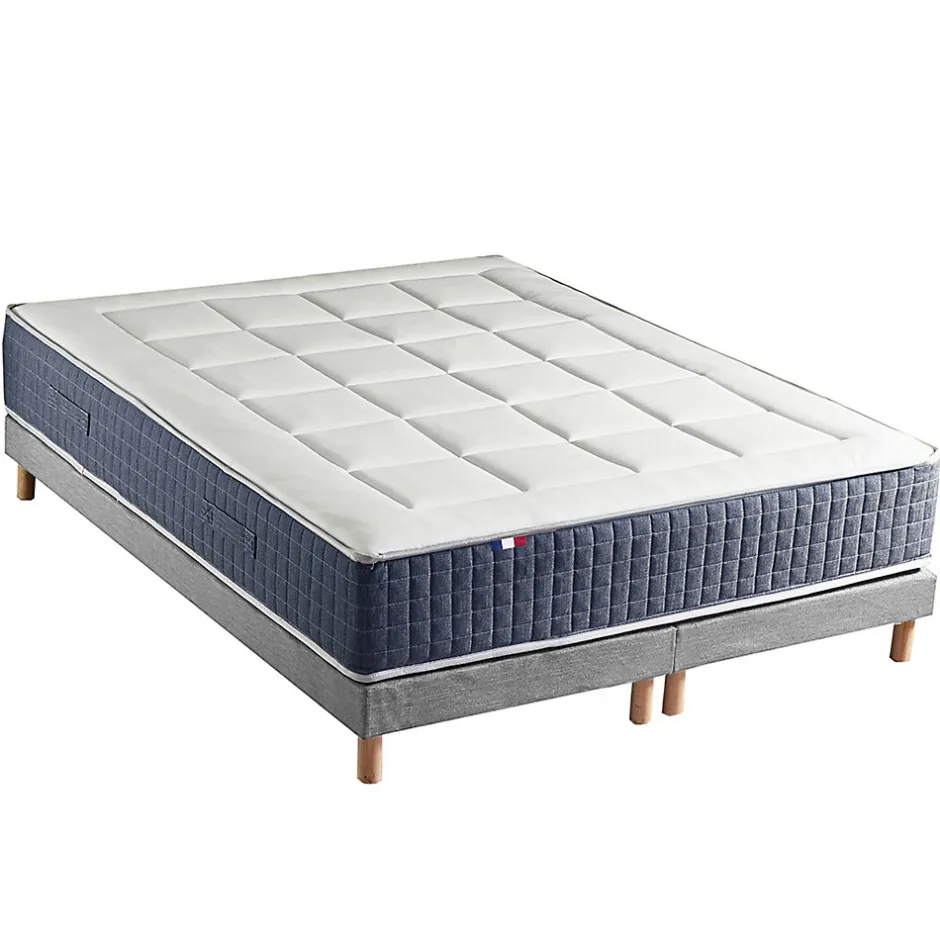 Idliterie Ensemble matelas ressort 7 zones et mémoire forme sommier 2x80x200