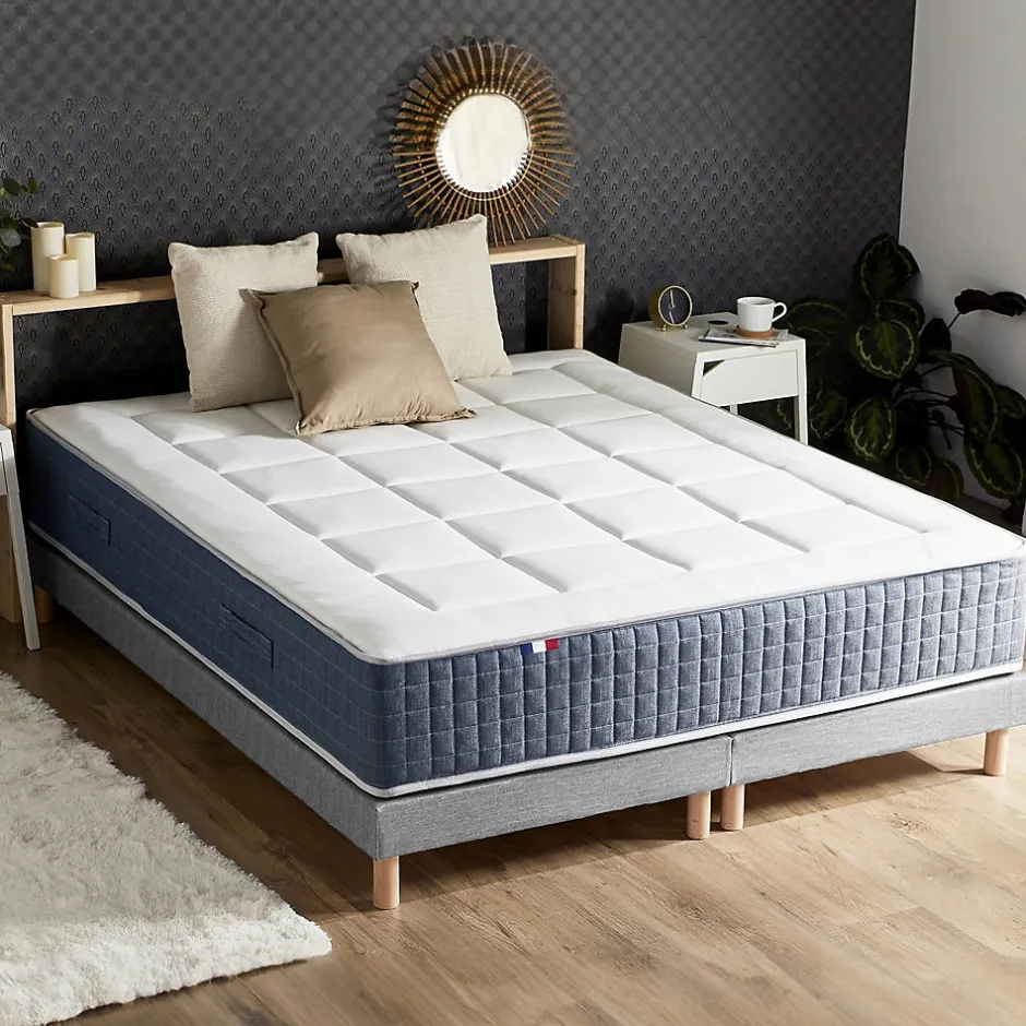 Idliterie Ensemble matelas ressort 7 zones et mémoire forme sommier 2x80x200