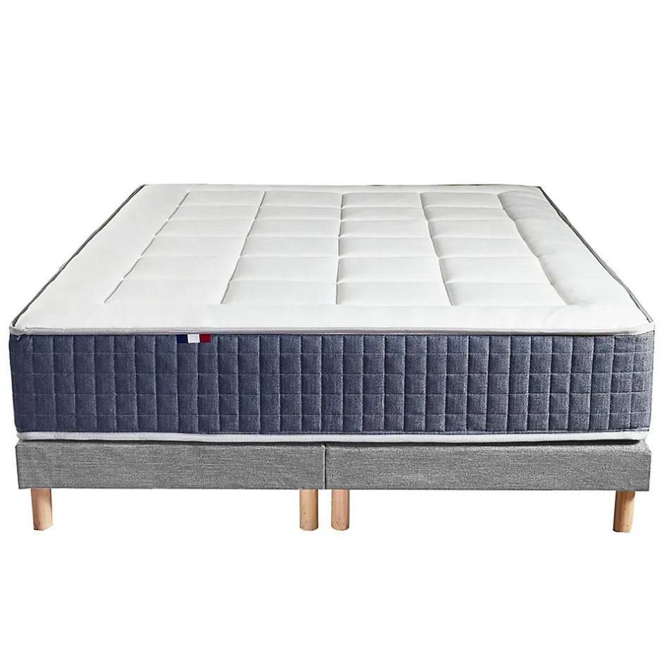 Idliterie Ensemble matelas ressort 7 zones et mémoire forme sommier 2x80x200