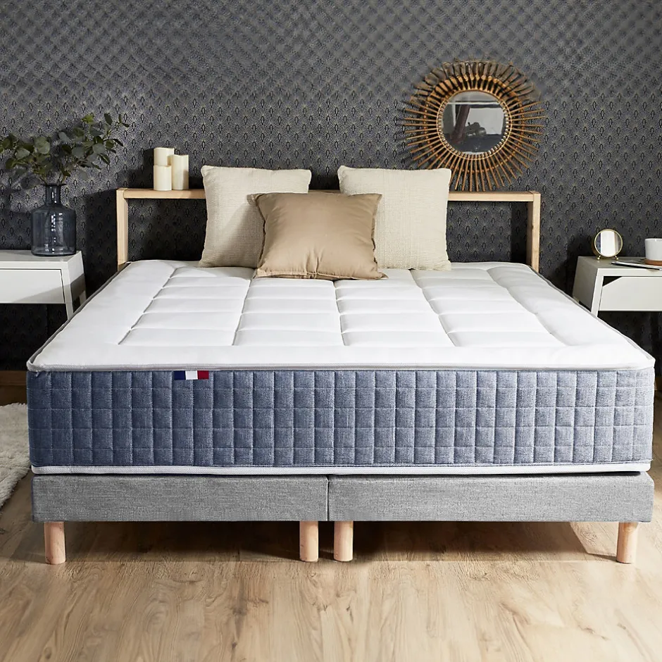 Idliterie Ensemble matelas ressort 7 zones et mémoire forme sommier 2x80x200